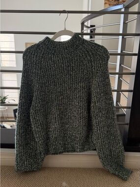 Chunky Marled Green Women's Mock Neck Sweater